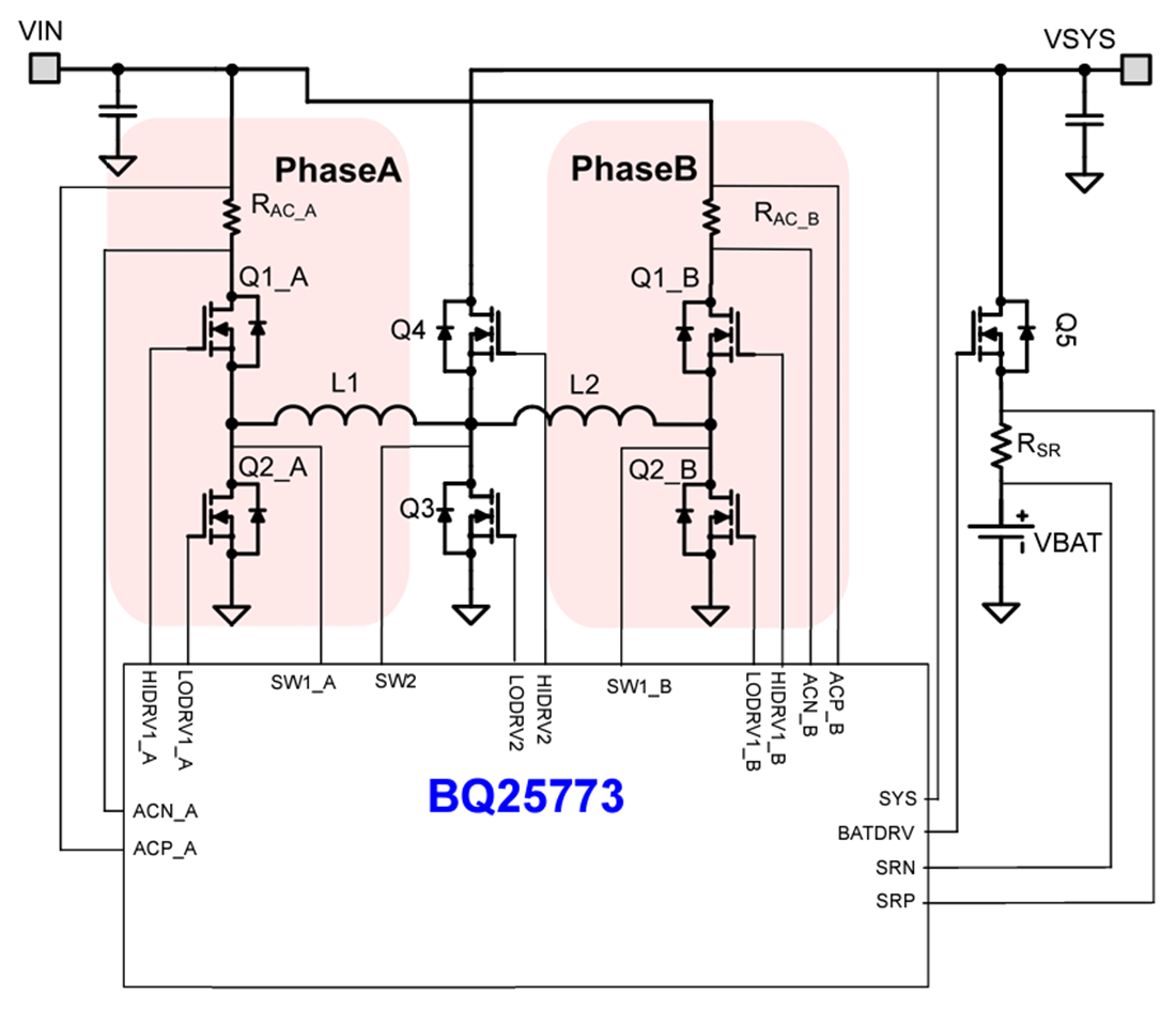 Schéma du circuit d'application - Texas Instruments Contrôleur de charge de batterie Buck-Boost bq25773