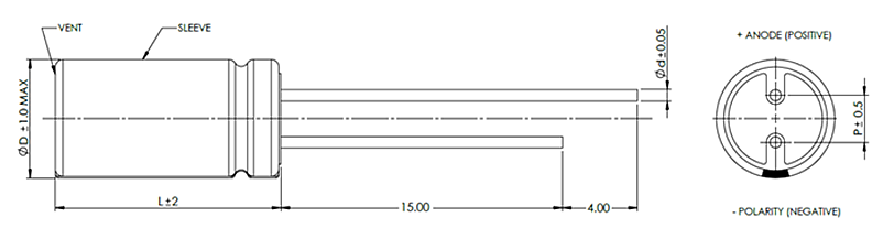 Mechanical Drawing - Abracon AHCR-S04R0S Lithium Hybrid Supercapacitors