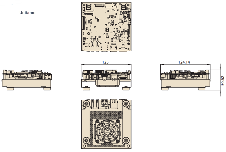 Plan mécanique - Advantech Kits de développement IA MIC-711D