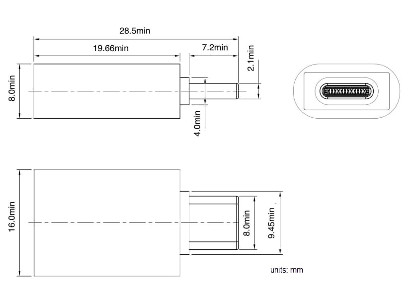 Plan mécanique - CUI Inc Adaptateurs USB SUA-A et SUA-C