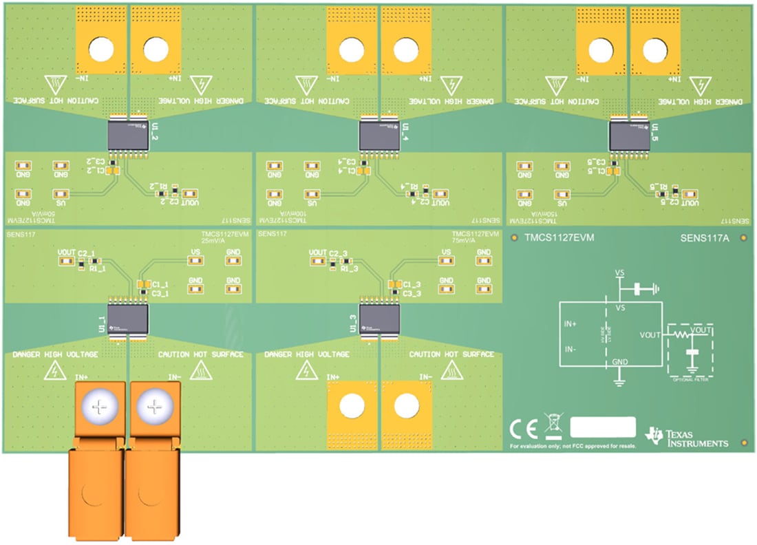 Plan mécanique - Texas Instruments Modules d'évaluation de capteurs (EVM) TMCS1127xEVM