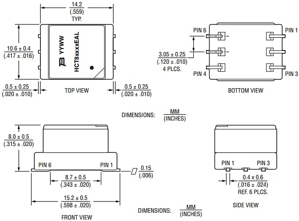 Bourns Transformateurs à dégagement/ligne de fuite élevée HCT8xEAL