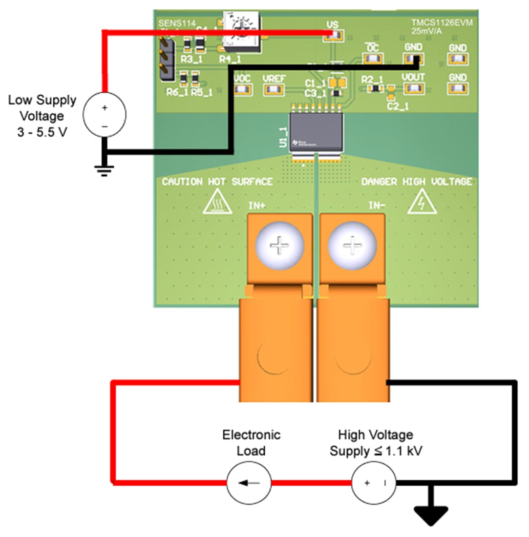 Schéma du circuit d'application - Texas Instruments Module d'évaluation TMCS1126x