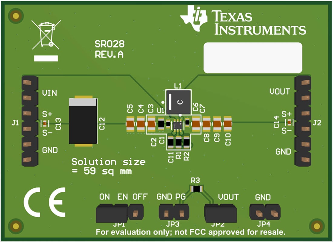 Plan mécanique - Texas Instruments Modules d'évaluation TPS62A03EVM-028/TPS62A03AEVM-028