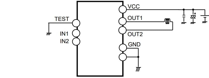 Schéma du circuit d'application - ROHM Semiconductor Pilote BD62120JEFJ de moteur à balais CC 36 V