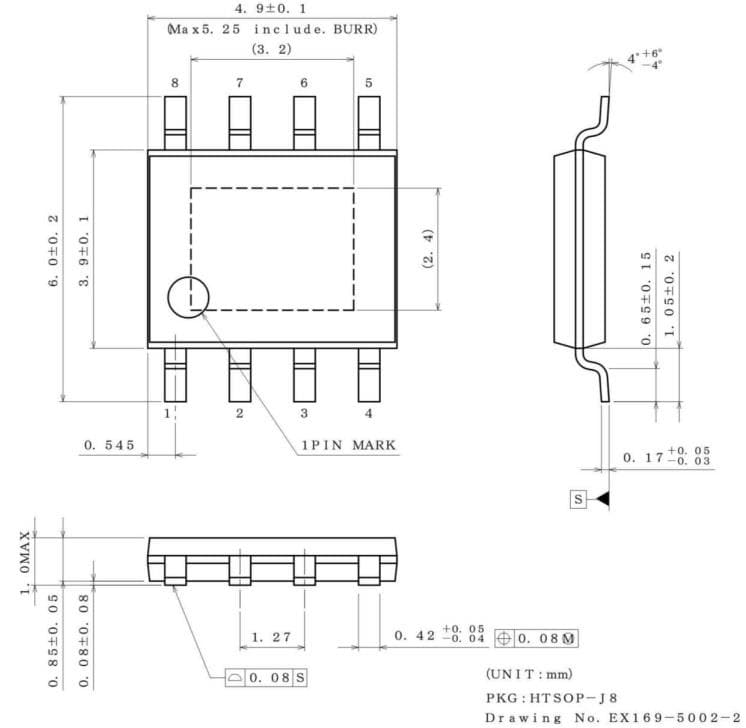 Plan mécanique - ROHM Semiconductor Commutateurs côté bas 1 canal IPD automobiles BV1LDx