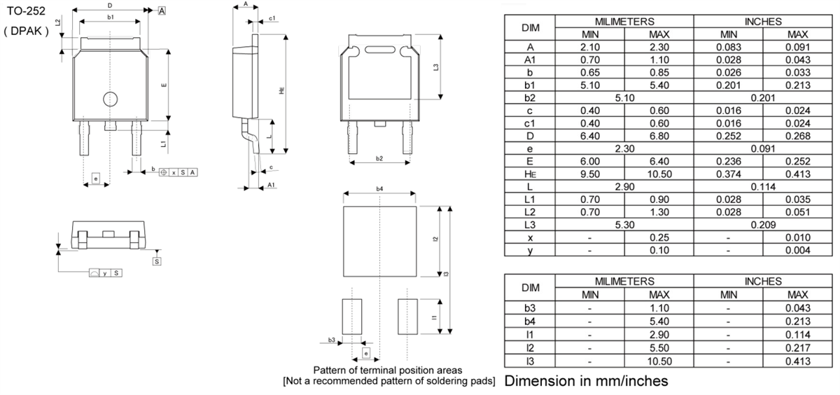 Plan mécanique - ROHM Semiconductor MOSFET de puissance à canal N RD3G08CBLHRB