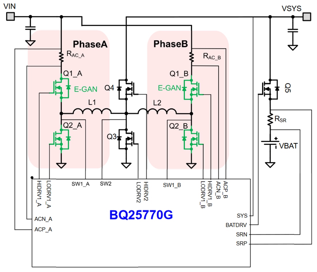Schéma du circuit d'application - Texas Instruments Contrôleur de charge de batterie bq25770G