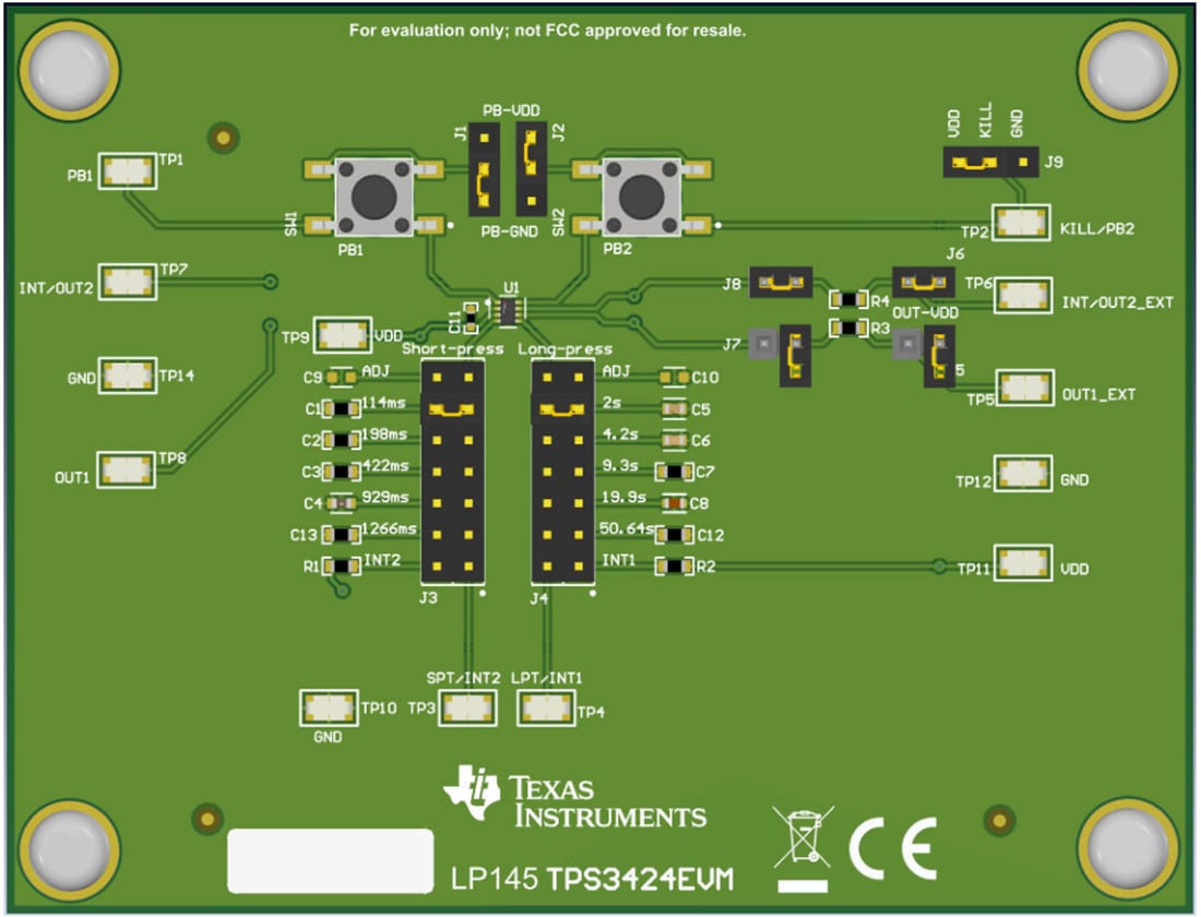 Plan mécanique - Texas Instruments Module d'évaluation (EVM) TPS3424EVM