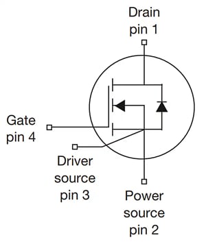 Schéma du circuit d'application - Vishay Semiconductors MOSFET à canal P 1 200 V MaxSiC™ MXP120A