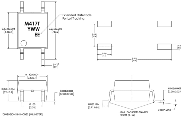 Plan mécanique - Broadcom Optocoupleurs ACPL-M417T