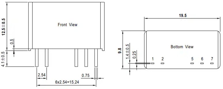 Plan mécanique - MEAN WELL Convertisseurs CC-CC IGBT GD2