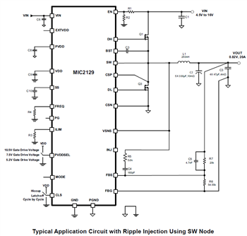 Schéma du circuit d'application - Microchip Technology Contrôleurs abaisseurs CC-CC MIC2129