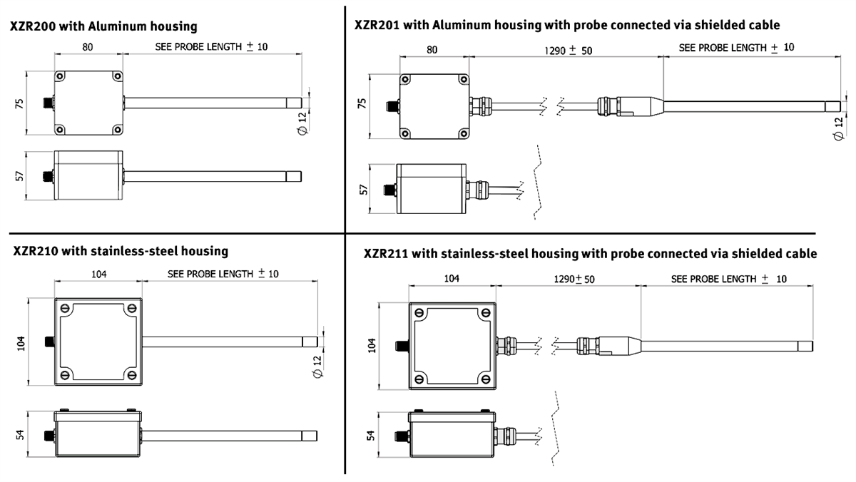 Mechanical Drawing - SST Sensing OXY-FLEX Oxygen Transmitters