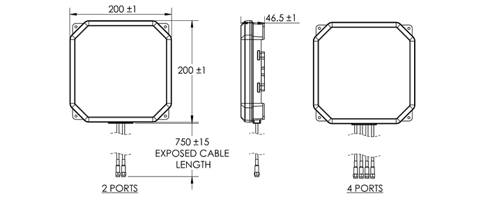 Plan mécanique - TE Connectivity Antennes directionnelles tribande Wi-Fi® 6E ProSig