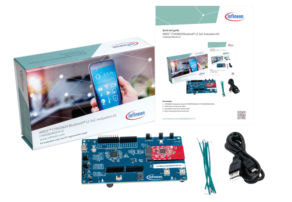 Infineon Technologies Kit de système sur puce BLUETOOTH® basse consommation AIROC™ CYW920829M2EVK-02