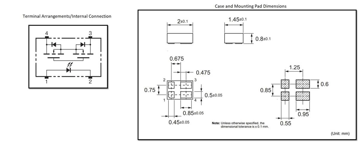Plan mécanique - Omron Electronics Relais MOSFET G3VM-YR