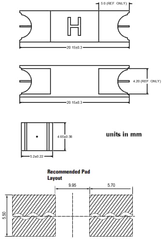 Plan mécanique - Littelfuse Fusibles montés en surface 823 A