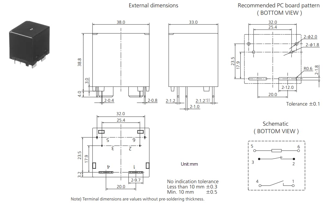 Plan mécanique - Panasonic Industrial Devices Relais de puissance à usage général HE-A