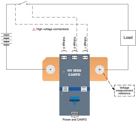 Schéma du circuit d'application - Vishay / Dale Capteur de shunt de batterie HV-IBSS-CANFD