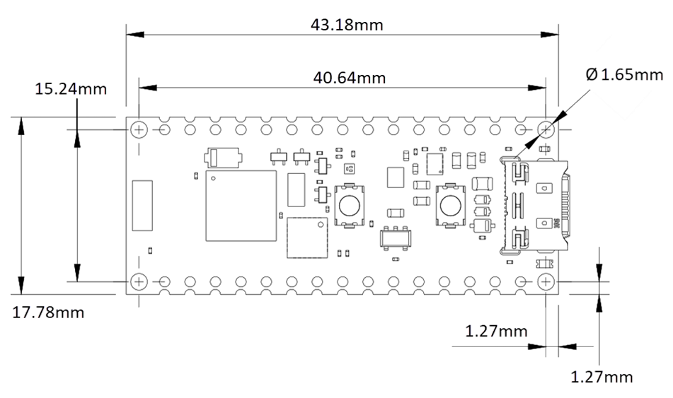 Plan mécanique - Arduino Carte Nano Matter ABX00112