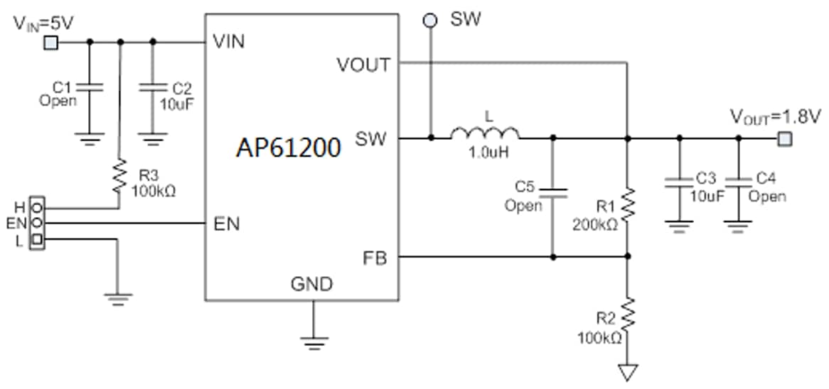 Schéma - Diodes Incorporated Cartes d'évaluation AP6120x