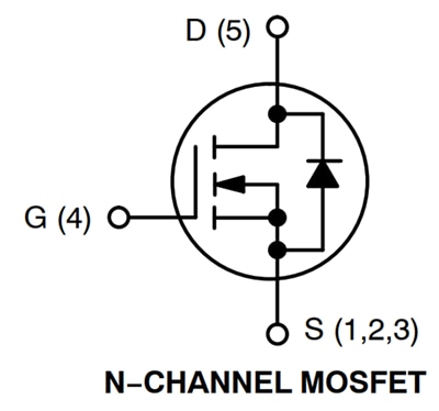 Schéma du circuit d'application - onsemi MOSFET de puissance 40 V