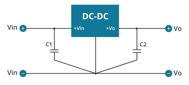 Schéma du circuit d'application - CUI Inc Convertisseurs CC-CC non isolés P78B-500