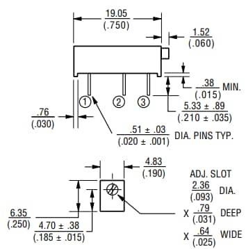 Bourns Potentiomètres ajustables Trimpot® série 3006