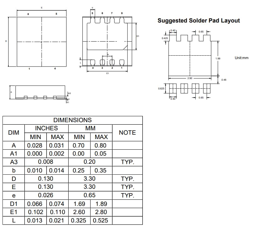 Mechanical Drawing - Micro Commercial Components (MCC) 40V & 60V Auto-Grade MOSFETs