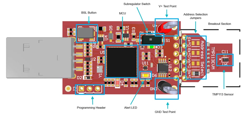 Circuit de localisation - Texas Instruments Module d'évaluation TMP113EVM