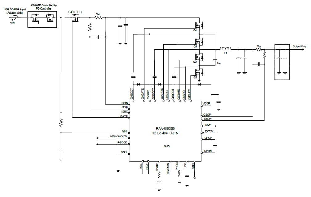 Schéma du circuit d'application - Renesas Electronics Contrôleurs Buck synchrones 3 niveaux RAA48930x