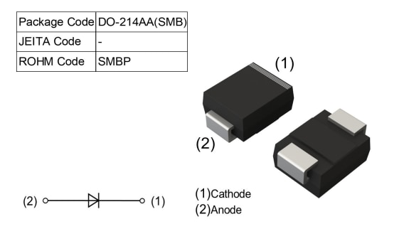Schéma du circuit d'application - ROHM Semiconductor Diode à récupération ultra-rapide RF302LB2S