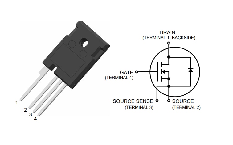 Schéma du circuit d'application - Microchip Technology MOSFET SIC 1 200 V