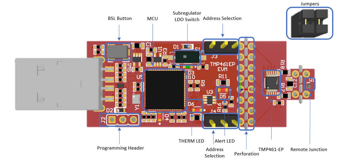 Circuit de localisation - Texas Instruments Module d'évaluation TMP461EPEVM