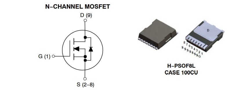 Schéma du circuit d'application - onsemi MOSFET NVBLS1D2N08X