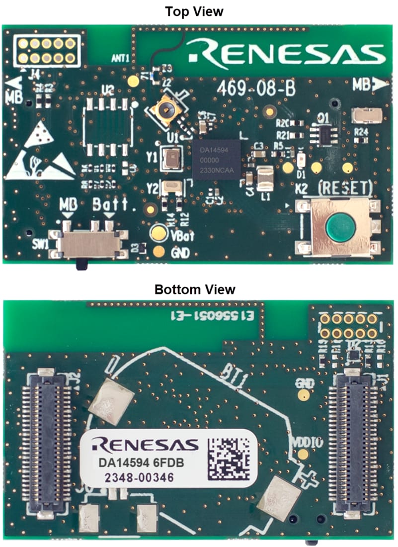 Plan mécanique - Renesas Electronics Cartes filles DA14594