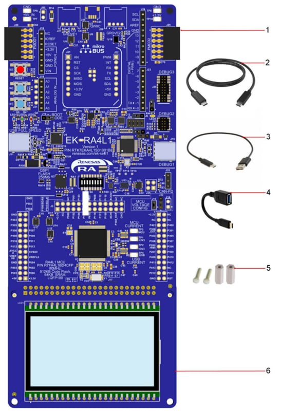 Plan mécanique - Renesas Electronics Kit d'évaluation RA4L1 RTK7EKA4L1S01001BE