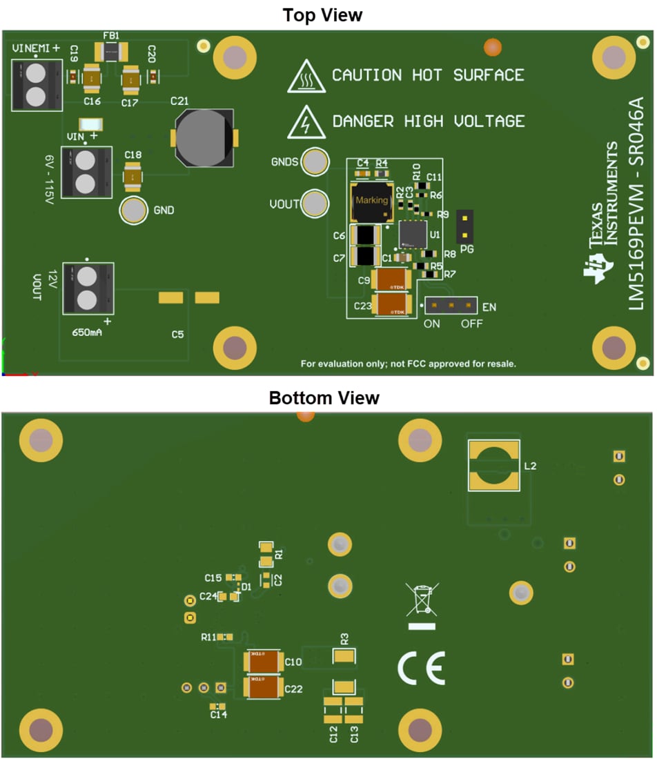 Plan mécanique - Texas Instruments Module d'évaluation (EVM) de convertisseur LM5169PEVM