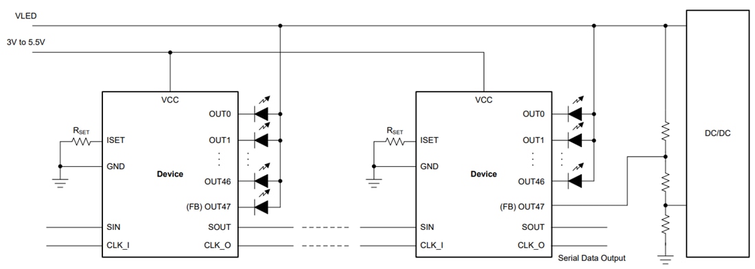 Schéma - Texas Instruments Pilotes LED à 48 canaux TLC69629-Q1