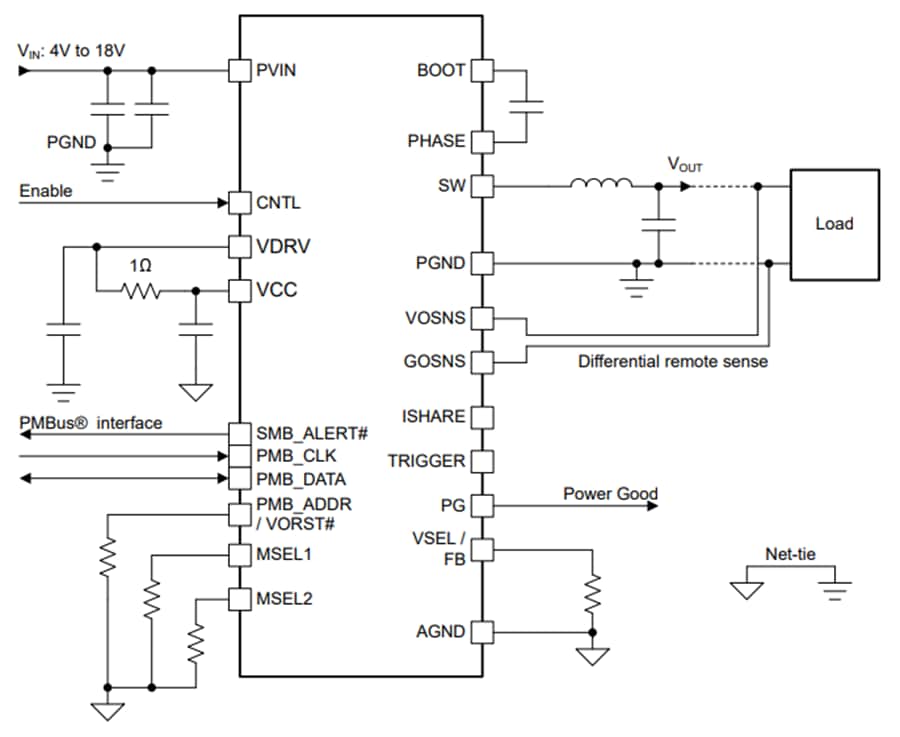 Schéma - Texas Instruments Convertisseur Buck synchrone TPS546E25 50 A