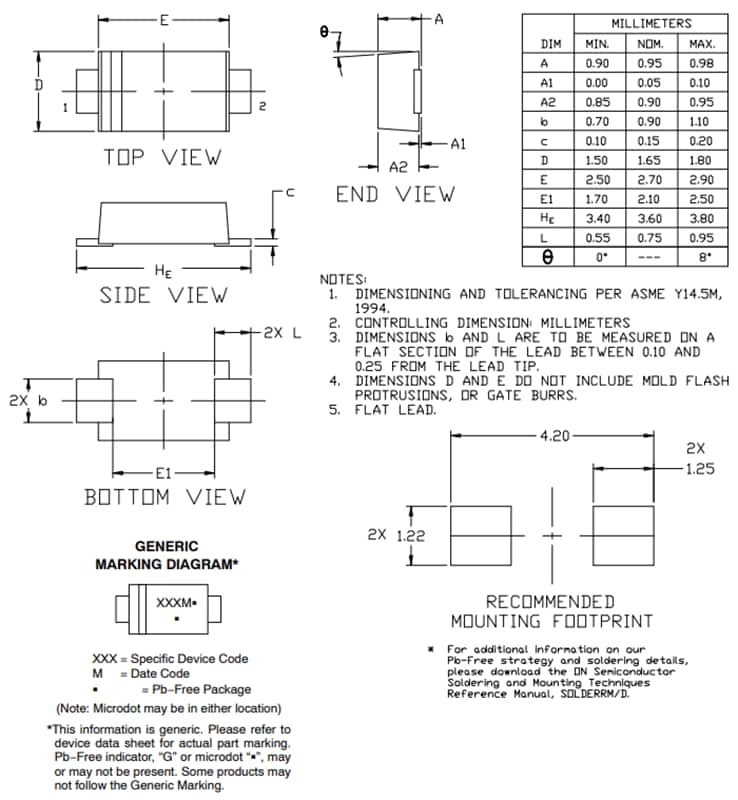 Graphique - onsemi Redresseurs à barrière de Schottky MBR140SF/SNRVB140SF