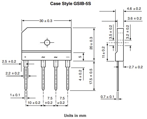 Plan mécanique - Vishay Semiconductors Redresseurs en pont GSIB25x