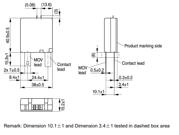 Plan mécanique - EPCOS / TDK Varistances thermofusibles MT40