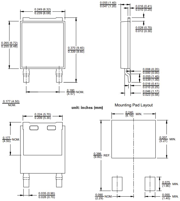 Plan mécanique - Vishay Semiconductors Redresseur standard SE100PWTLK à faible VF pour montage en surface