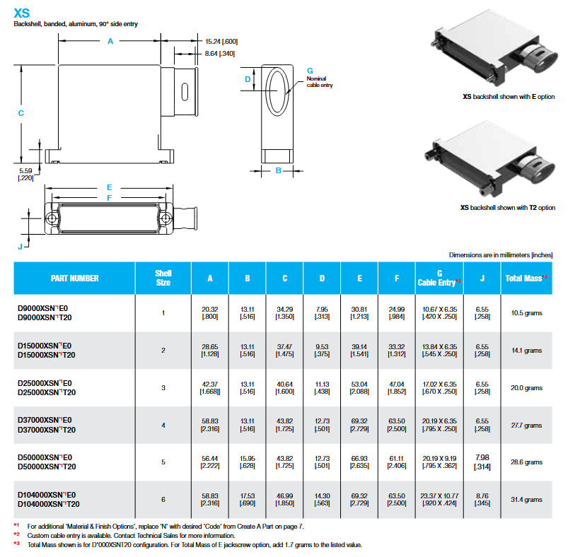Plan mécanique - Positronic Enveloppes Sub-D à bande monobloc X-Hood - Positronic