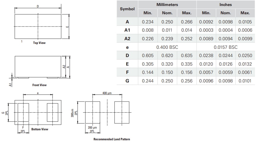 Plan mécanique - Littelfuse Diodes TVS SP432x-01WTG