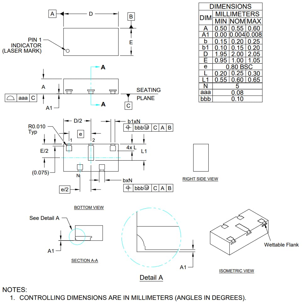 Plan mécanique - Semtech Suppresseur de tension transitoire (TVS) RClamp®10022PWQ