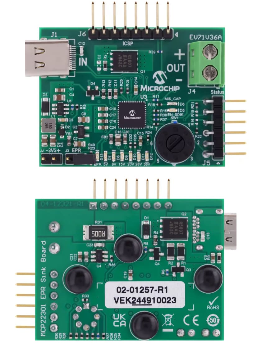 Circuit de localisation - Microchip Technology Carte dissipatrice USB PD MCP22301 (EV71V36A)