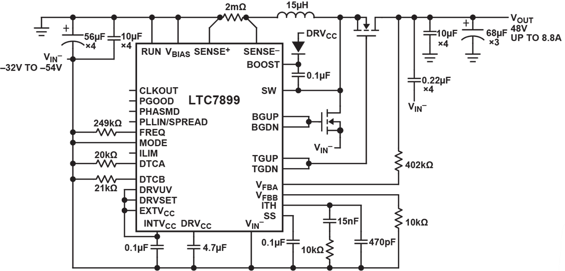 Schéma du circuit d'application - Analog Devices Inc. Contrôleur régulateur de commutation LTC7899